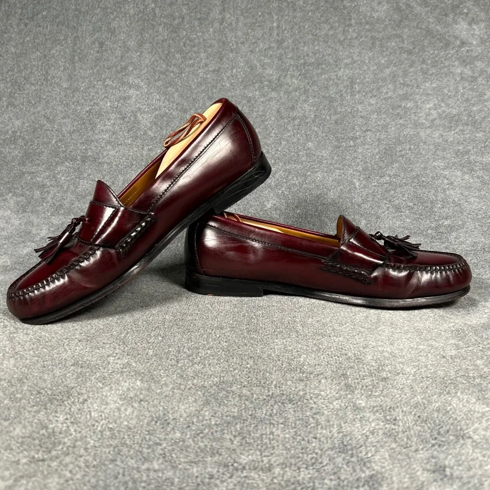 Cole Haan Mens Burgundy Leather Tassel Loafers 10.5 D 03507 Dress Shoes